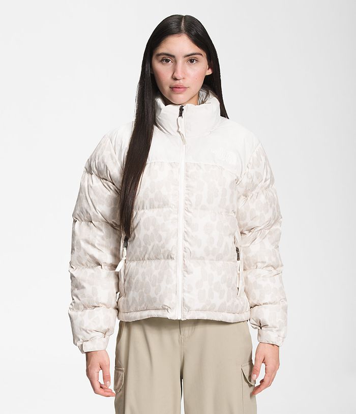 The North Face Womens Puffer Jacket Printed 1996 Retro Nuptse 396AYOHGF - White